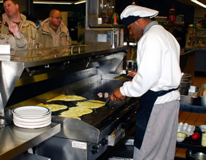 Grilling pancakes for the crew on US Navy Ships